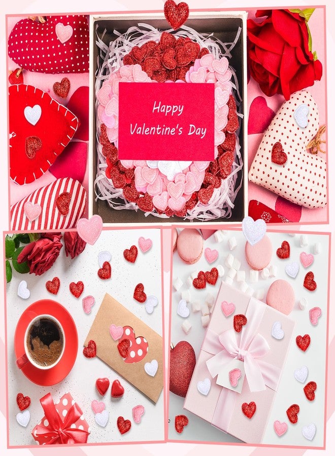 FYSUIMU 300Pcs Valentine's Day Felt Hearts Decoration Glitter Red Pink White Felt Heart Romantic Mini Heart Confetti for Wedding Mother's Day DIY Crafts - Image 5